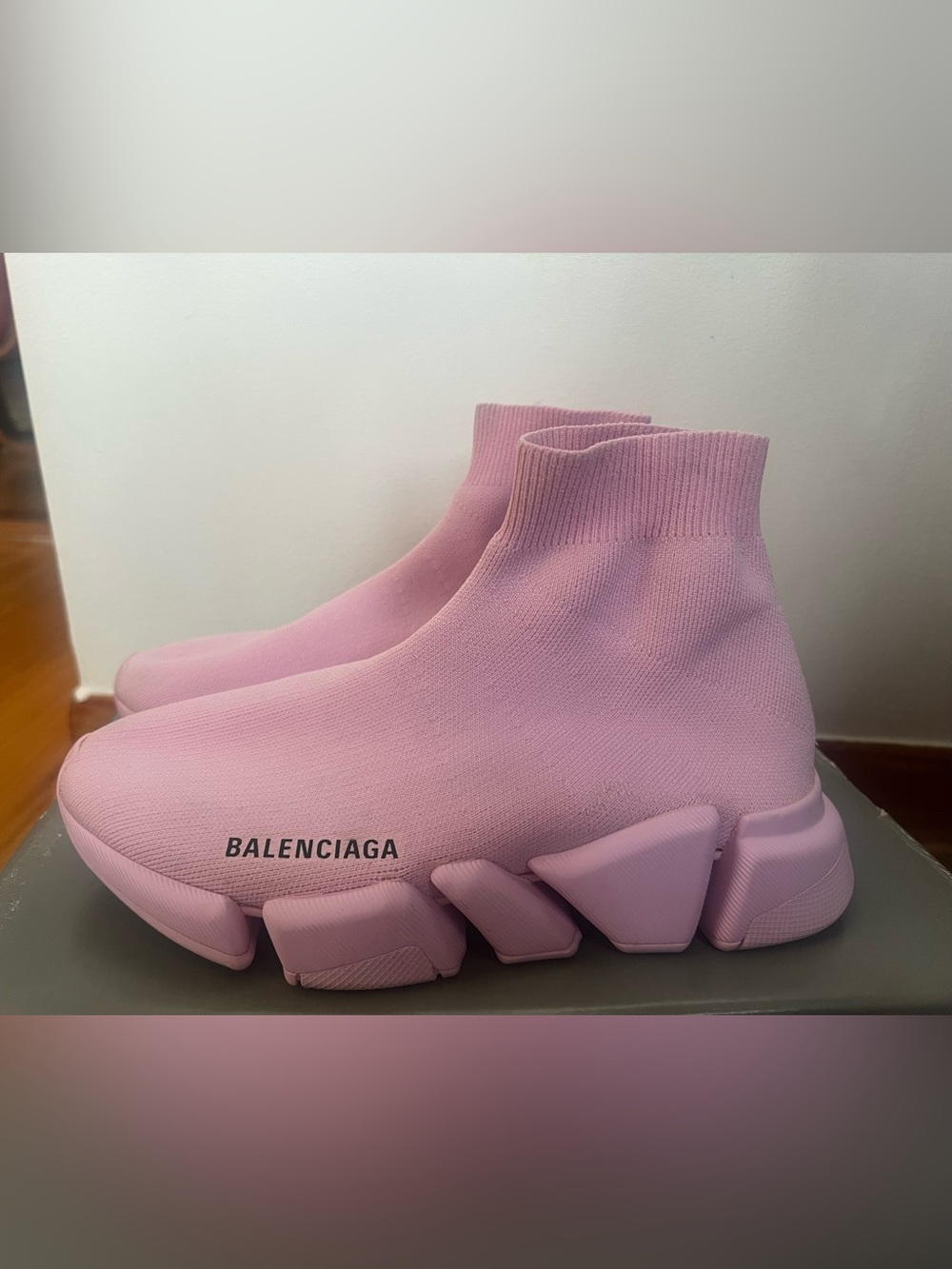 Balenciaga Pink Sock Sneakers with Sculpted Chunky Sole